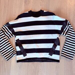 COS Women's Navy Blue & White Stripe Sweater - Size XS
